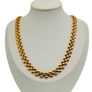 Gold Chain Necklace Classic Oval Link Statement Retro 80s Collar Choker Layered